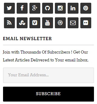 Social Buttons and Email Subscribe Box - WhiteMag Blogger Template
