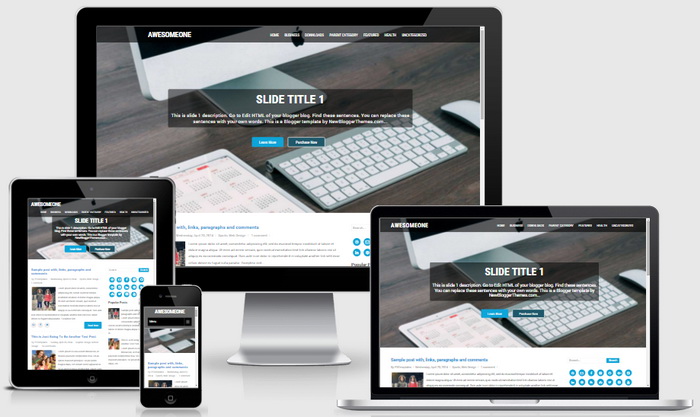 Responsive View - AwesomeOne Blogger Template