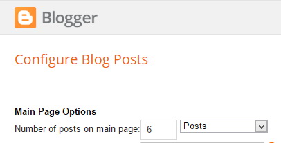 Blogger Number of posts on main page