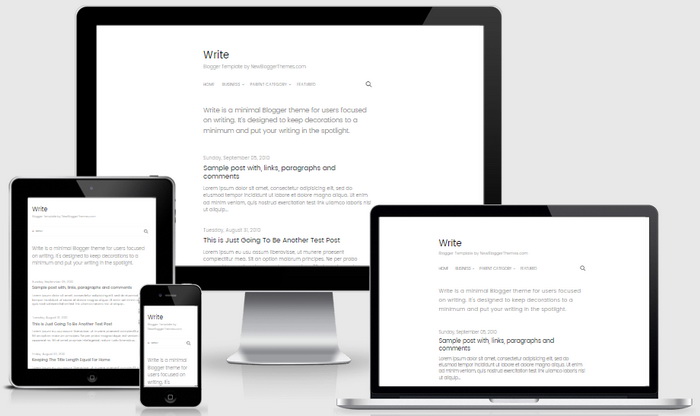 Responsive View - Write Blogger Template