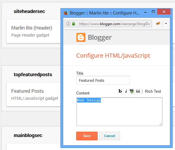 Featured Posts Slider Configuration - Marlin lite Blogger Template