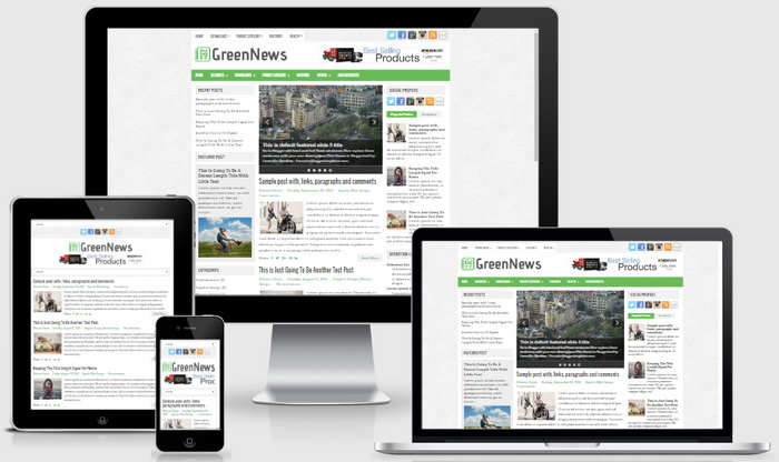 Responsive View - GreenNews Blogger Template