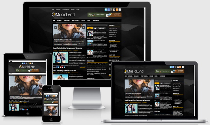 Responsive View - MusicLand Blogger Template
